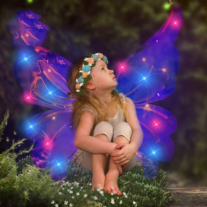 Girls Electrical Butterfly Wings With Luminous Lights Moving Fairy Wings