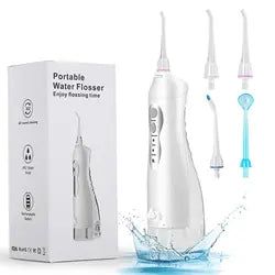 Oral Irrigator 3 Cleaning Modes Waterproof Rechargeable Dental Cleaner 4 Nozzles Clean Gums