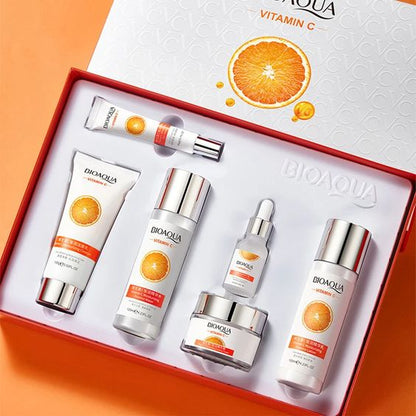 6pcs BIOAQUA Vitamin C Eye Face Cream Serum Facial Cleanser Skin Care Set