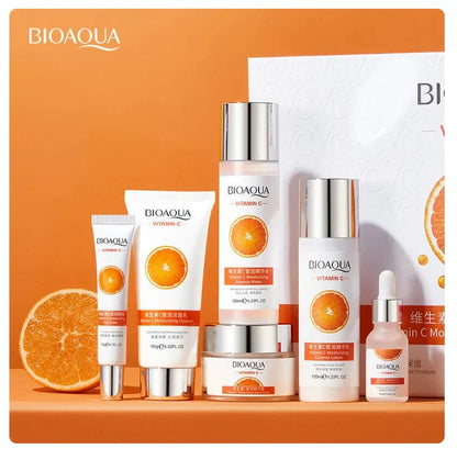 6pcs BIOAQUA Vitamin C Eye Face Cream Serum Facial Cleanser Skin Care Set